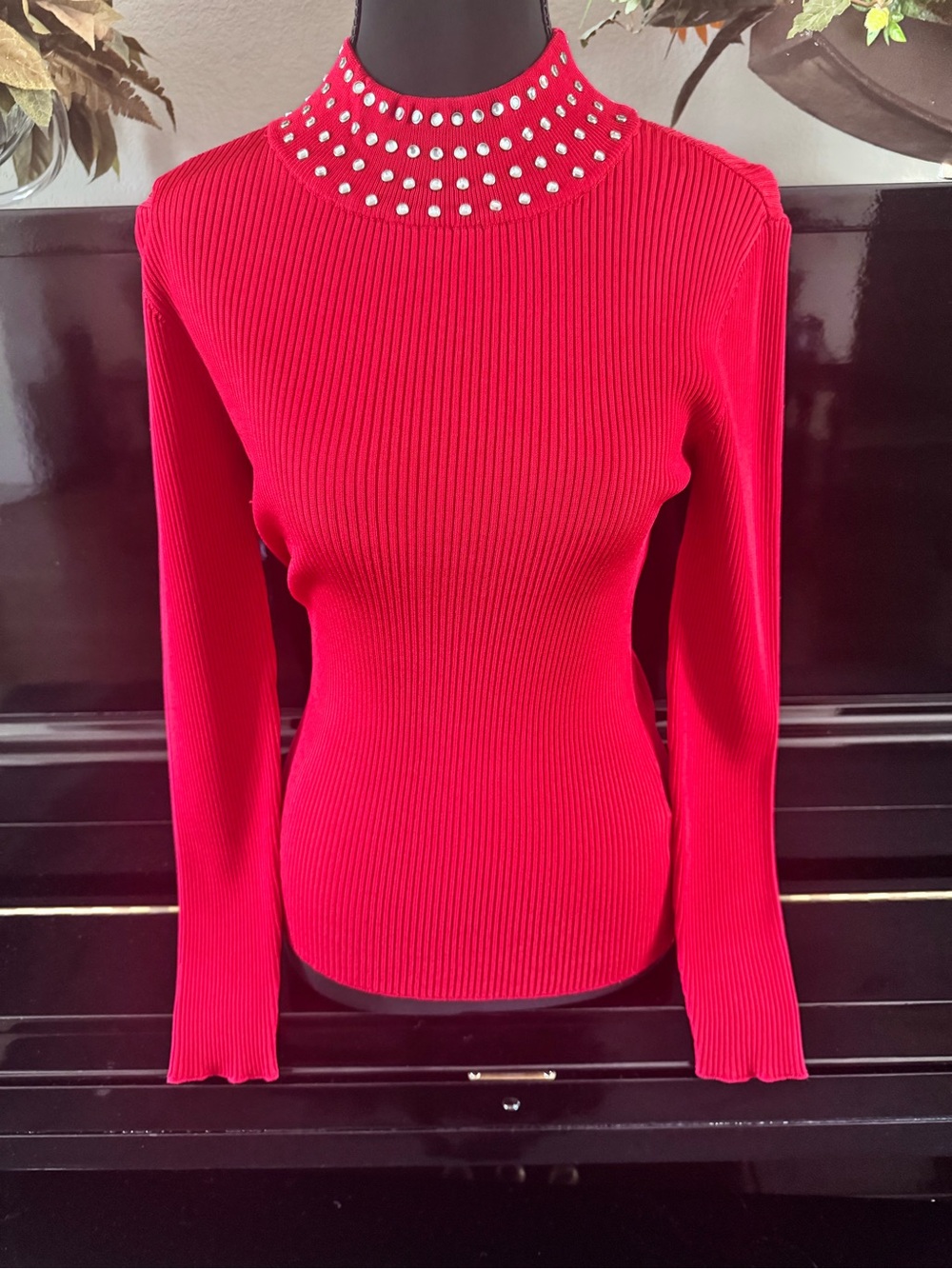 INC Red Sweater w/ Studs